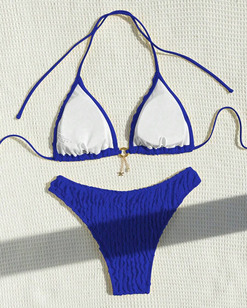 Bikini sexy de color liso de dos piezas triangular