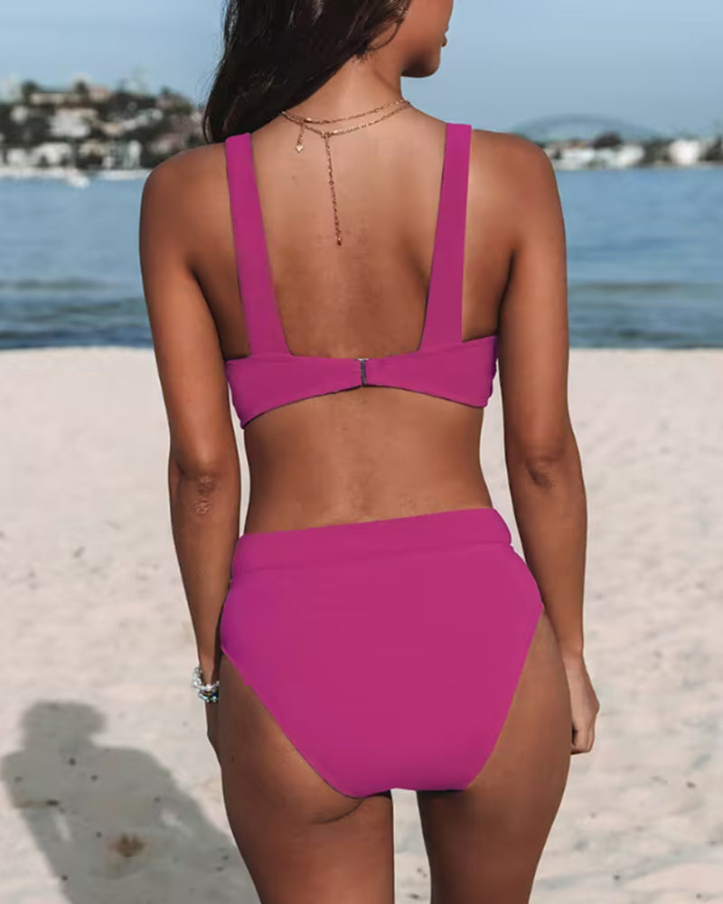 Bikinis de color liso de tiro alto