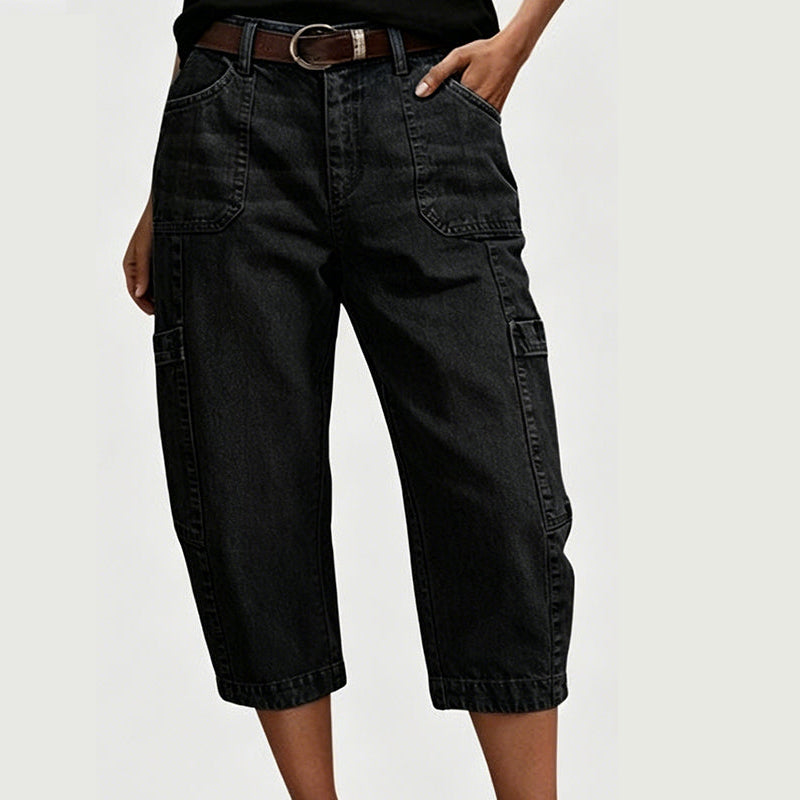📢Rebaja de media temporada: −50% solo por tiempo limitado⏰Vaqueros cropped elásticos y casuales para mujer