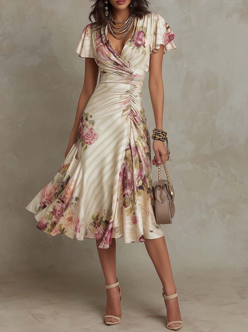 Alba™ | Vestido Midi Elegante Estilo Retro con Estampado Floral