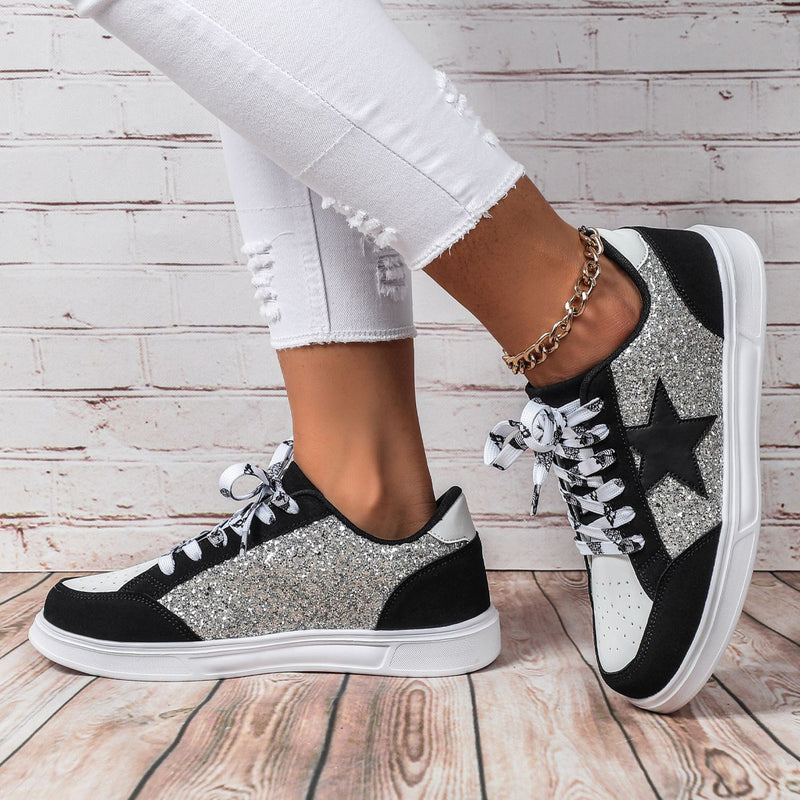 Women's Glitter Star Platform Sneakers