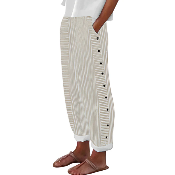 ☀️ Venta caliente de primavera 50% DE DESCUENTO!! 🌿🌸 Cómodo pantalón de rayas azules con bolsillos laterales