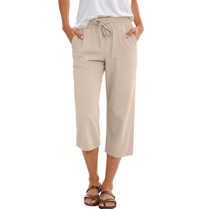 Pantalón 7/8 de algodón y lino para mujer – ligero y versátil👖☀️