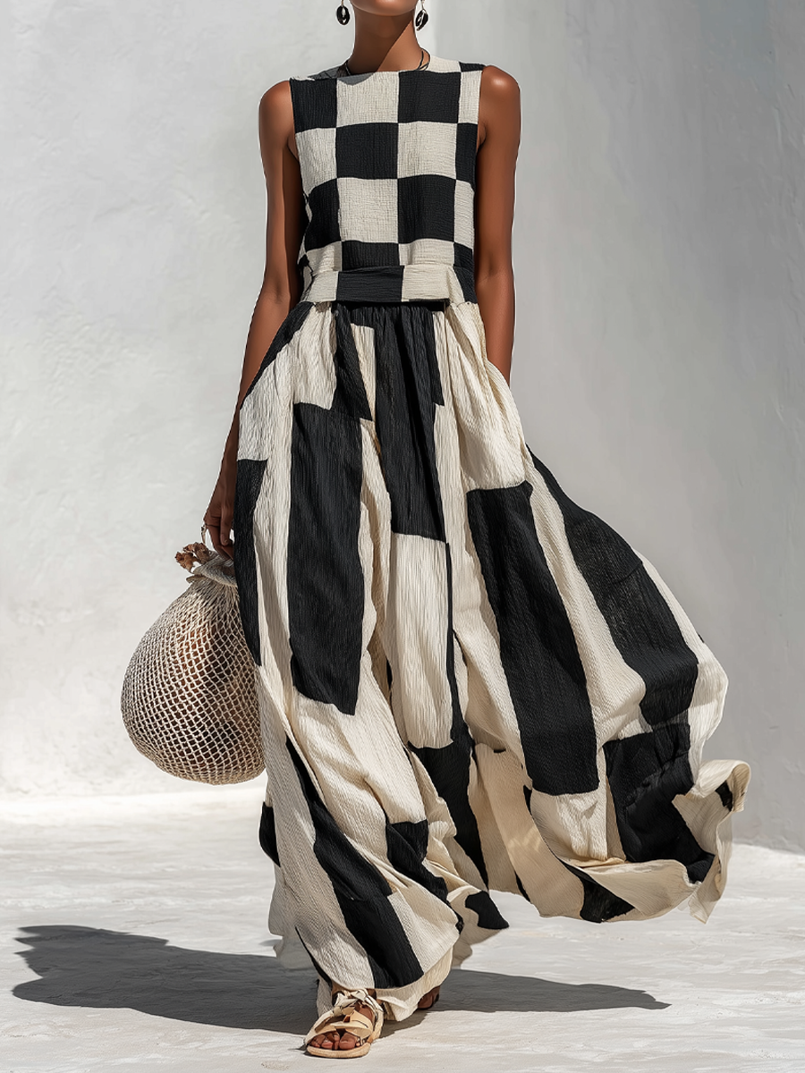 Giovanna – Vestido Riviera Luxe color Negro y Beige - Zevra Collection