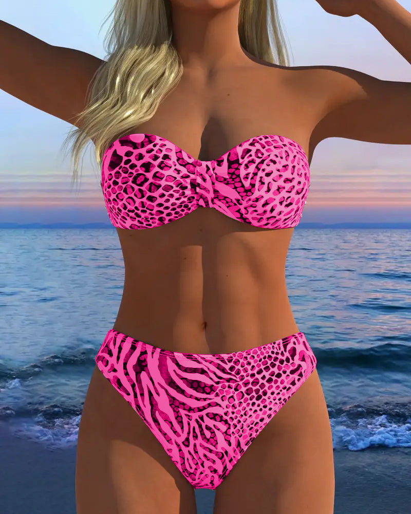 Bañador sexy con estampado de leopardo de dos piezas