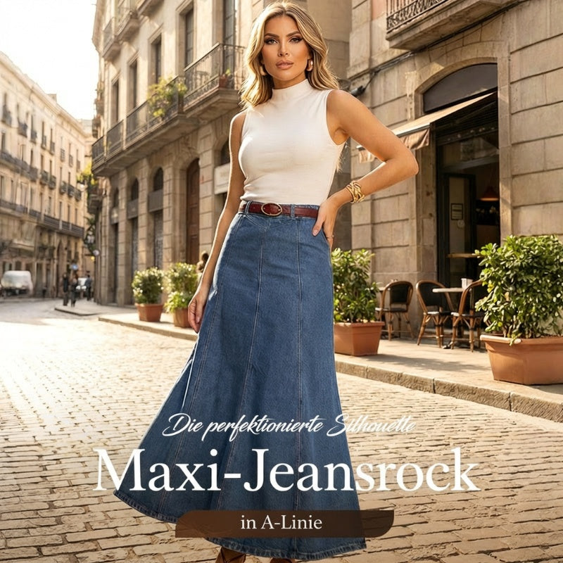 🎁Novedades 2026 50% DESCUENTO👗Falda maxi vaquera para mujer – Tiro alto y corte en línea A