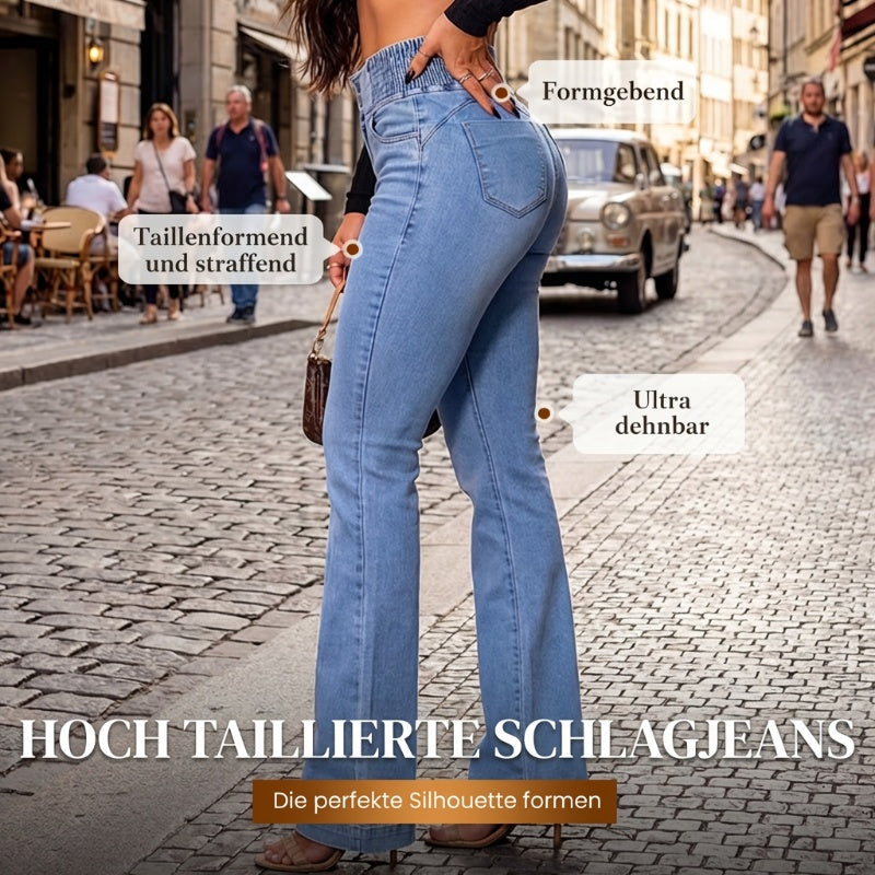 💕Novedad de primavera👖Vaqueros elásticos de campana de tiro alto