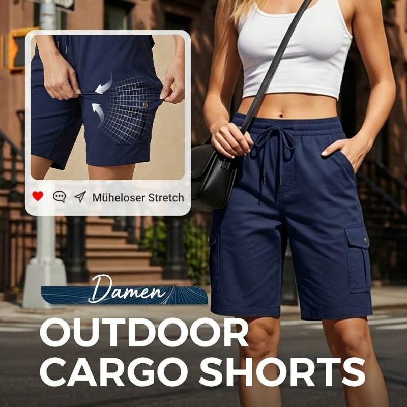 Pantalón cargo corto para mujer – secado rápido con bolsillos prácticos – cómodo y funcional para ocio y viajes