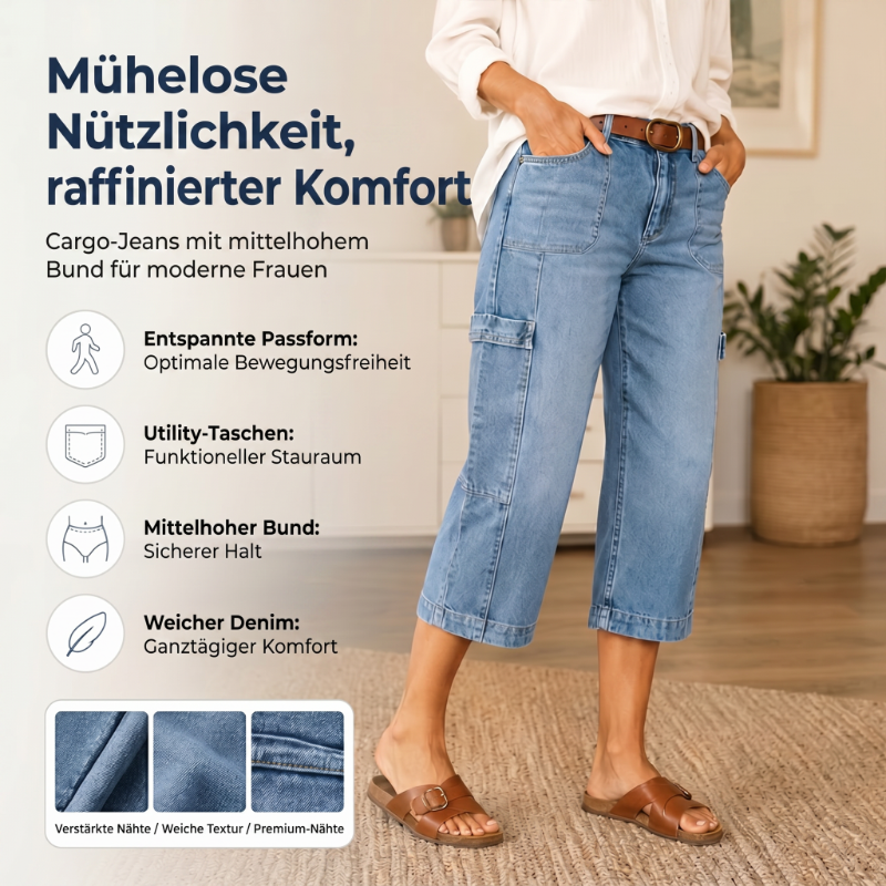 📢Rebaja de media temporada: −50% solo por tiempo limitado⏰Vaqueros cropped elásticos y casuales para mujer