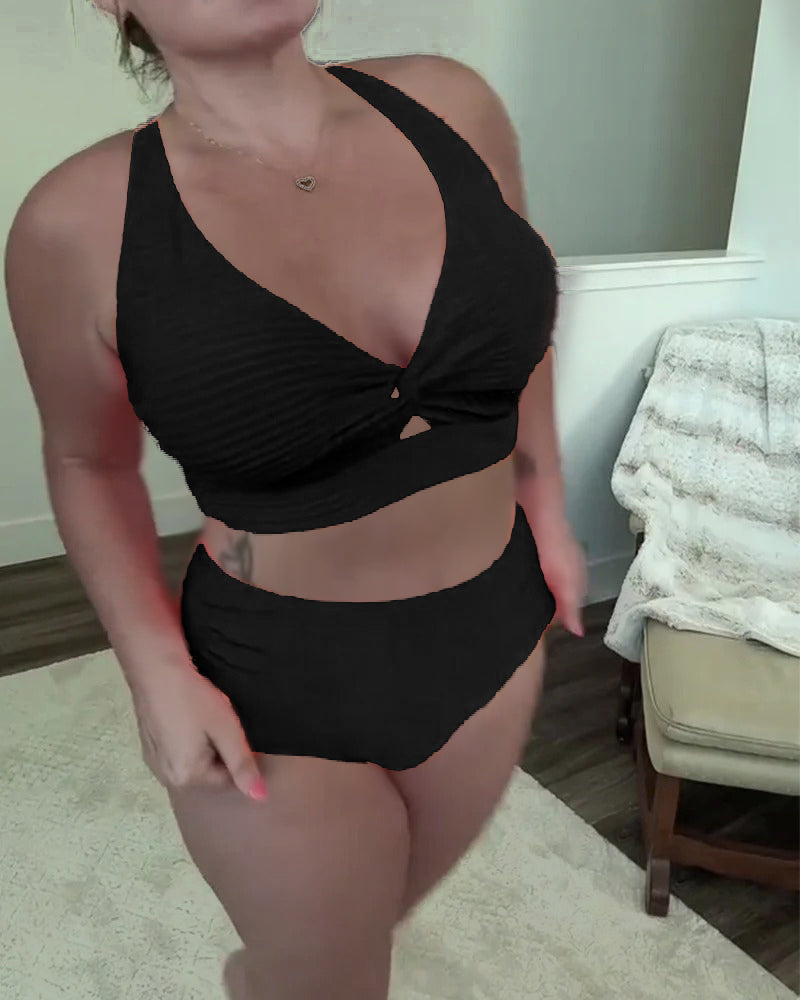 Bikini casual triangular de color liso