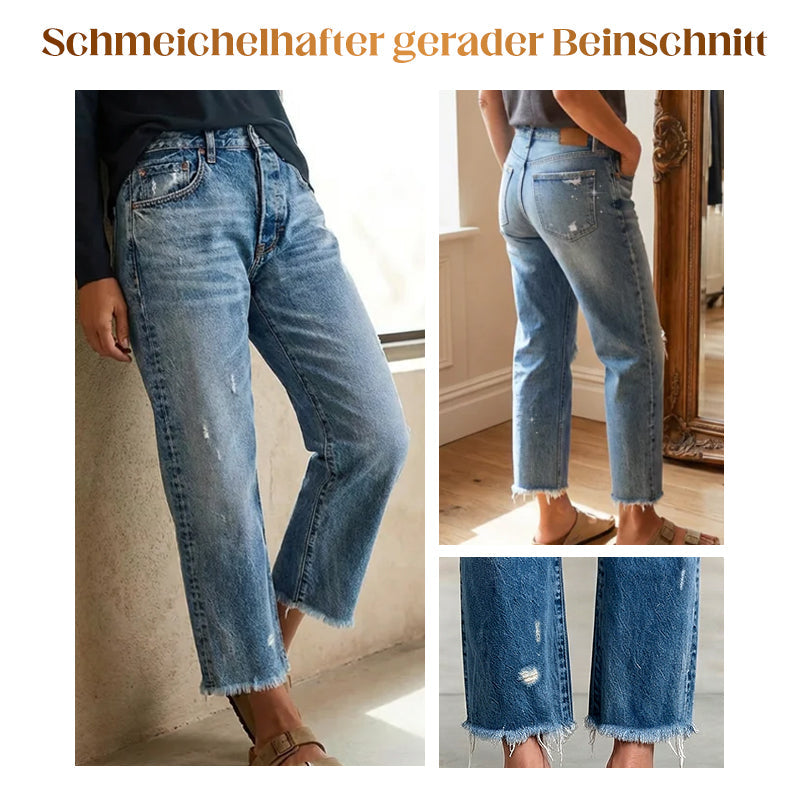 Vaqueros retro cropped de pernera recta para mujer