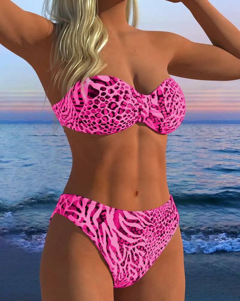 Bañador sexy con estampado de leopardo de dos piezas