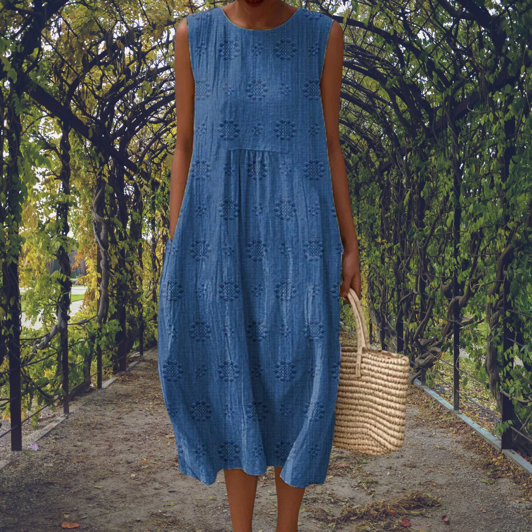 Aikaterini – Vestido Elegante sin Mangas con Bolsillos