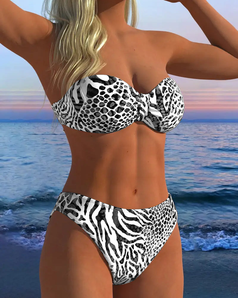Bañador sexy con estampado de leopardo de dos piezas