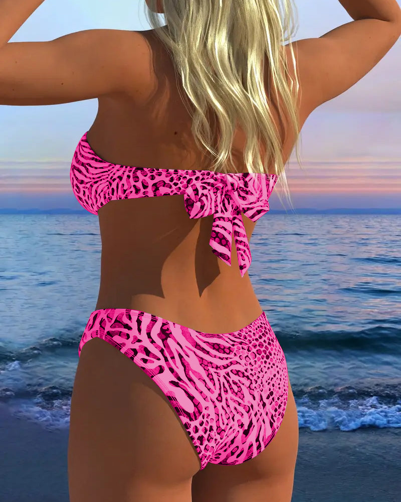 Bañador sexy con estampado de leopardo de dos piezas