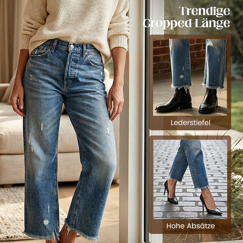 Vaqueros retro cropped de pernera recta para mujer