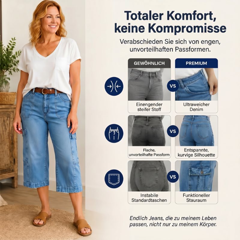 📢Rebaja de media temporada: −50% solo por tiempo limitado⏰Vaqueros cropped elásticos y casuales para mujer