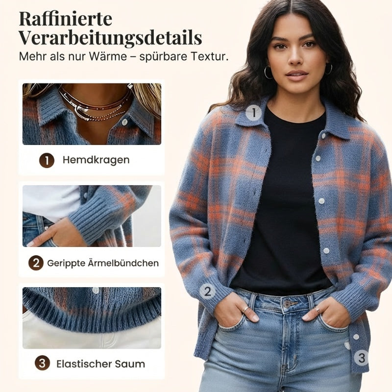 ⌛ ¡Solo 3 días – 50% en todo! ⏰Chaqueta de punto para mujer con estampado de cuadros y botonadura