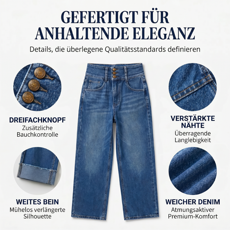 ⏰ 50% DE DESCUENTO – Solo por tiempo limitado ✨👖 Vaqueros cropped favorecedores de tiro alto y pernera ancha – Cierre de 3 botones, bajos remangados y calidad transpirable
