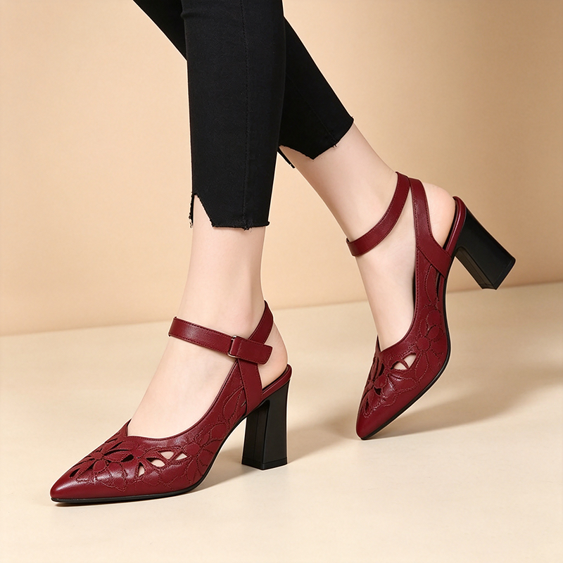Women's Floral Cut-Out Pointed-Toe High Heels