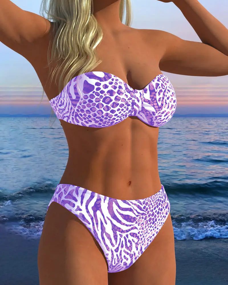 Bañador sexy con estampado de leopardo de dos piezas