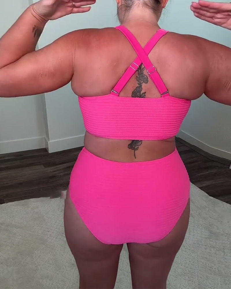 Bikini casual triangular de color liso