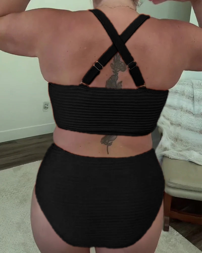 Bikini casual triangular de color liso