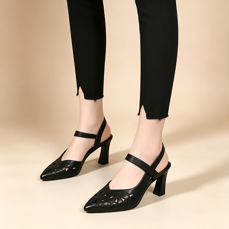 Women's Floral Cut-Out Pointed-Toe High Heels