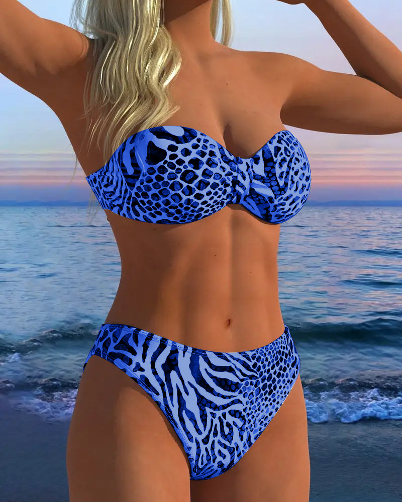 Bañador sexy con estampado de leopardo de dos piezas