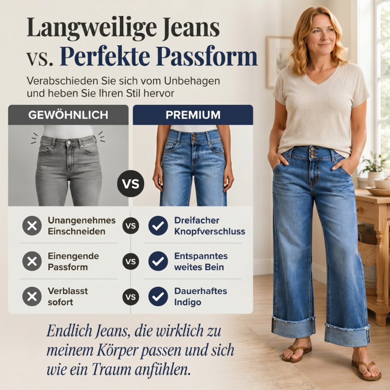 ⏰ 50% DE DESCUENTO – Solo por tiempo limitado ✨👖 Vaqueros cropped favorecedores de tiro alto y pernera ancha – Cierre de 3 botones, bajos remangados y calidad transpirable