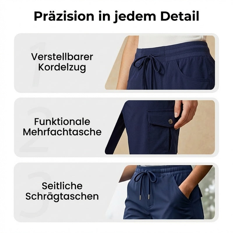 Pantalón cargo corto para mujer – secado rápido con bolsillos prácticos – cómodo y funcional para ocio y viajes