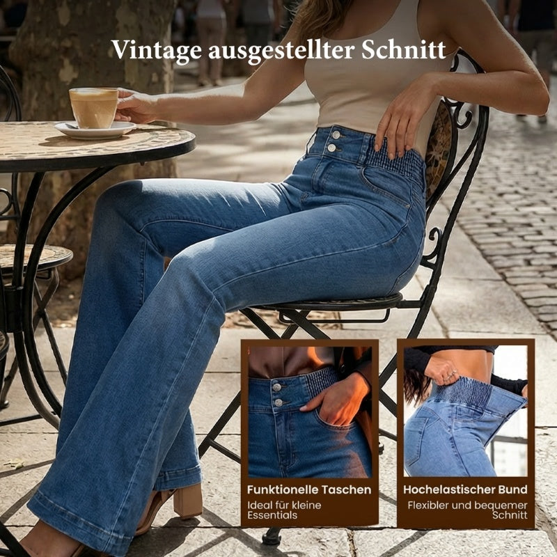 💕Novedad de primavera👖Vaqueros elásticos de campana de tiro alto