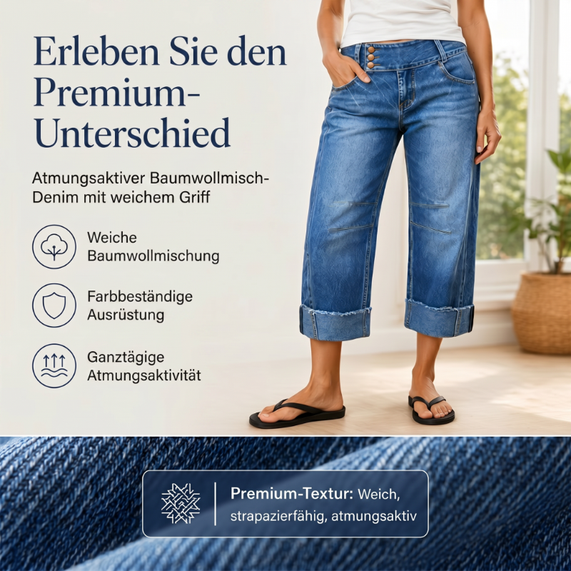 ⏰ 50% DE DESCUENTO – Solo por tiempo limitado ✨👖 Vaqueros cropped favorecedores de tiro alto y pernera ancha – Cierre de 3 botones, bajos remangados y calidad transpirable