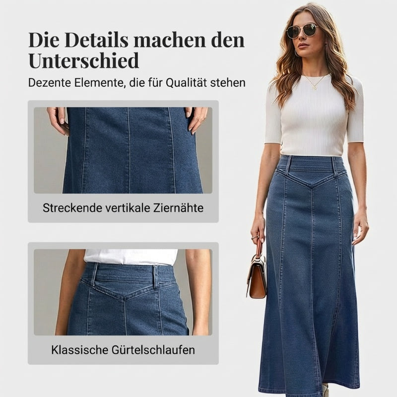 🎁Novedades 2026 50% DESCUENTO👗Falda maxi vaquera para mujer – Tiro alto y corte en línea A