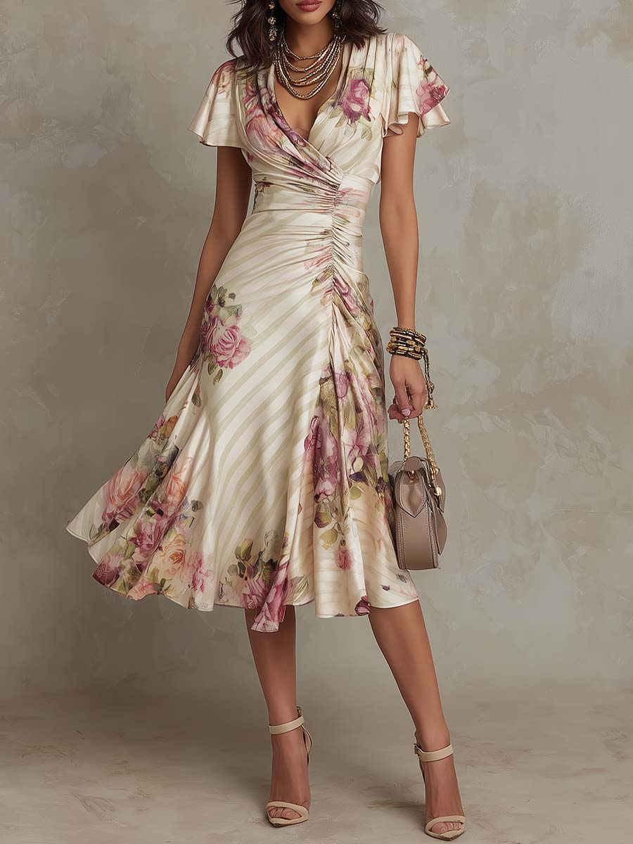 Alba™ | Vestido Midi Elegante Estilo Retro con Estampado Floral