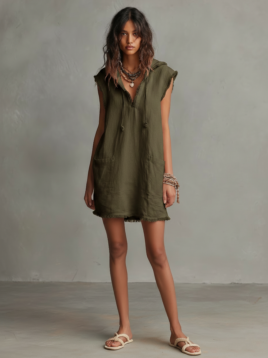 Sabrina – Vestido Vintage de Verano color Verde Oliva - Zevra Collection