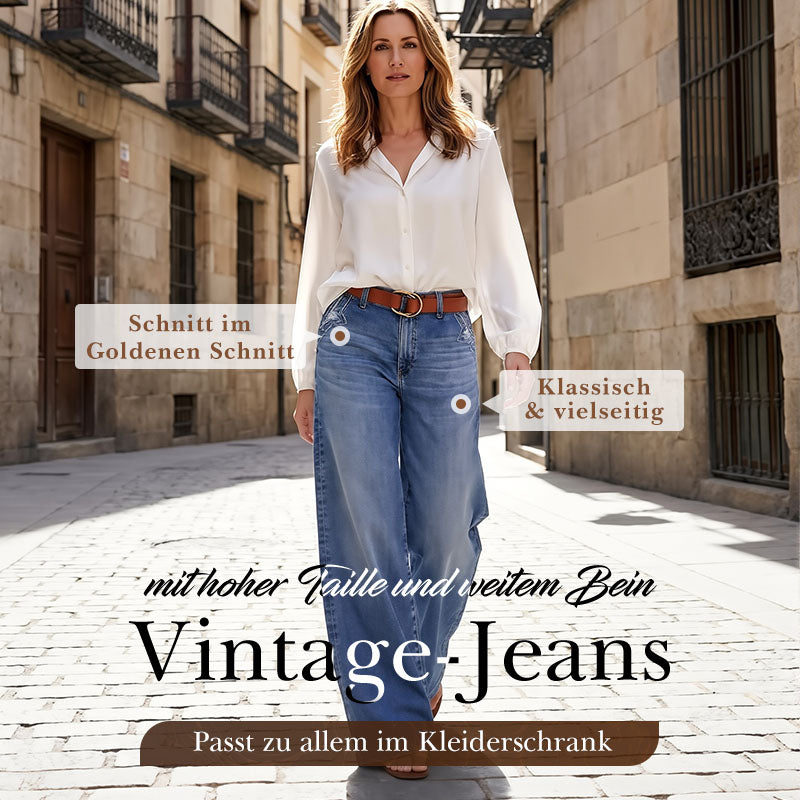 Vaqueros vintage de tiro alto y pernera ancha para mujer