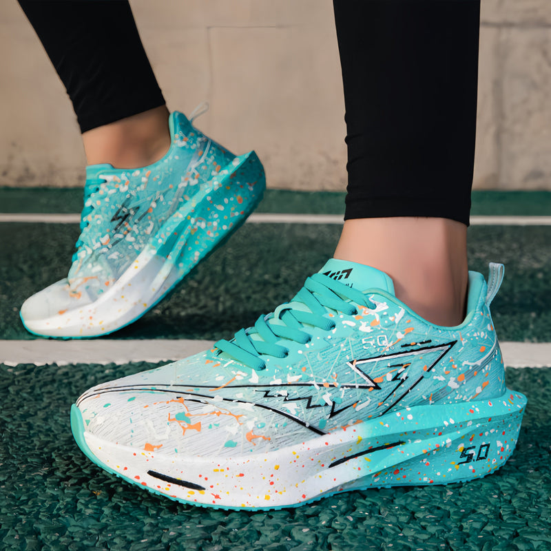 Women's Graffiti Lightning Chunky Platform Sneakers - Breathable Mesh Running Shoes