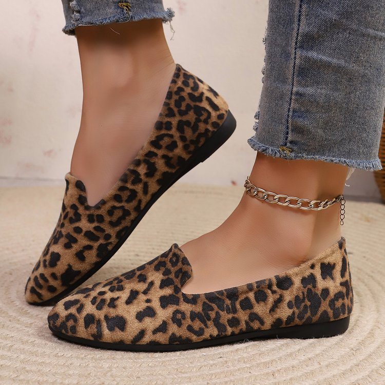 Women's Leopard Print Slip-On Loafers – Comfy Pointed Toe Flats