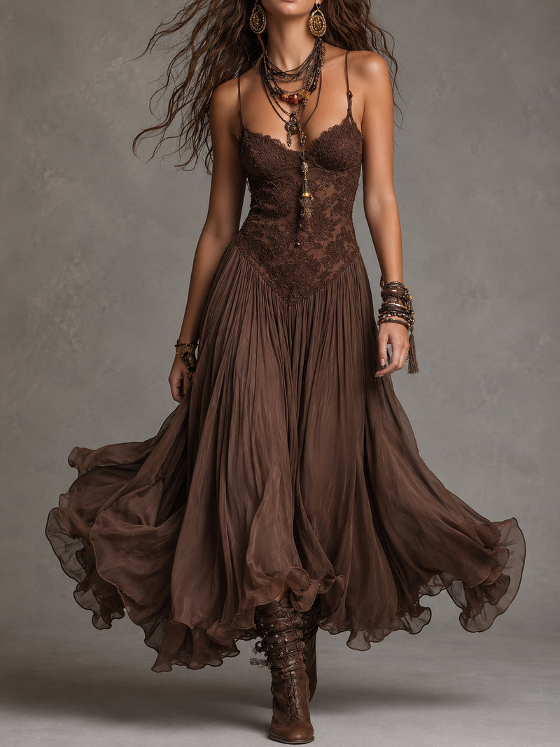 Lorella – Vestido Encanto Boho color Marrón - Zevra Collection
