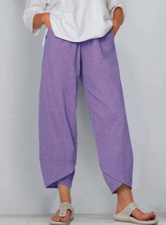 👖¡Ahora 50% de descuento!✨Pantalón vintage con cintura elástica asimétrica y bolsillos – Diseño único, ajuste cómodo y estilo funcional🌸