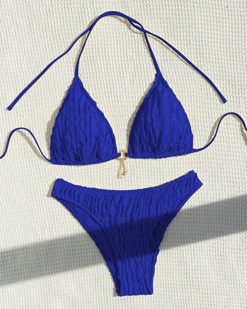 Bikini sexy de color liso de dos piezas triangular