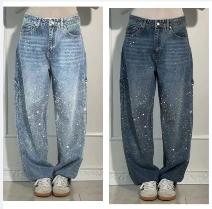 Vaqueros para mujer con pedrería – Pantalón casual y cómodo para el día a día y el ocio ✨👖