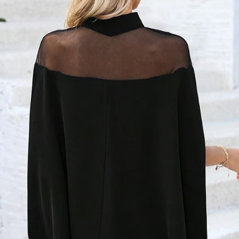 👗 ¡50% DE DESCUENTO POR TIEMPO LIMITADO! Blusa casual para mujer con cuello alto y mangas murciélago
