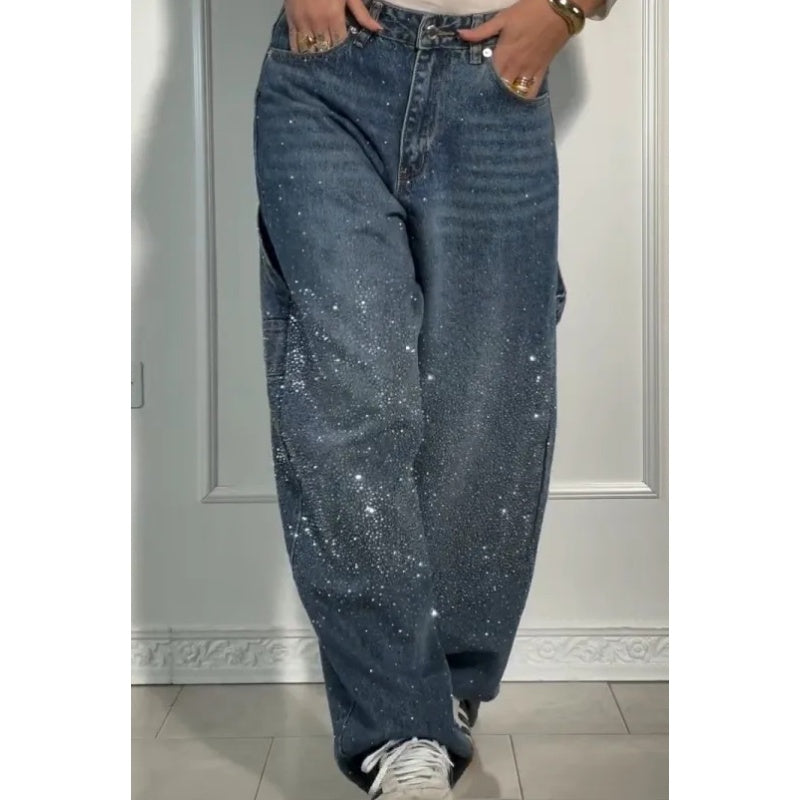 Vaqueros para mujer con pedrería – Pantalón casual y cómodo para el día a día y el ocio ✨👖