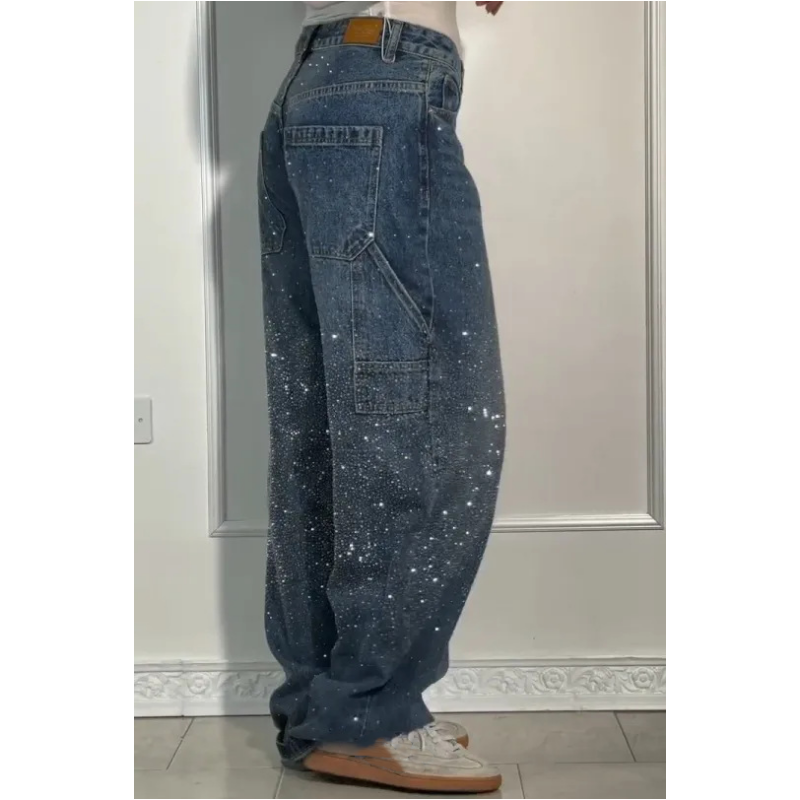 Vaqueros para mujer con pedrería – Pantalón casual y cómodo para el día a día y el ocio ✨👖