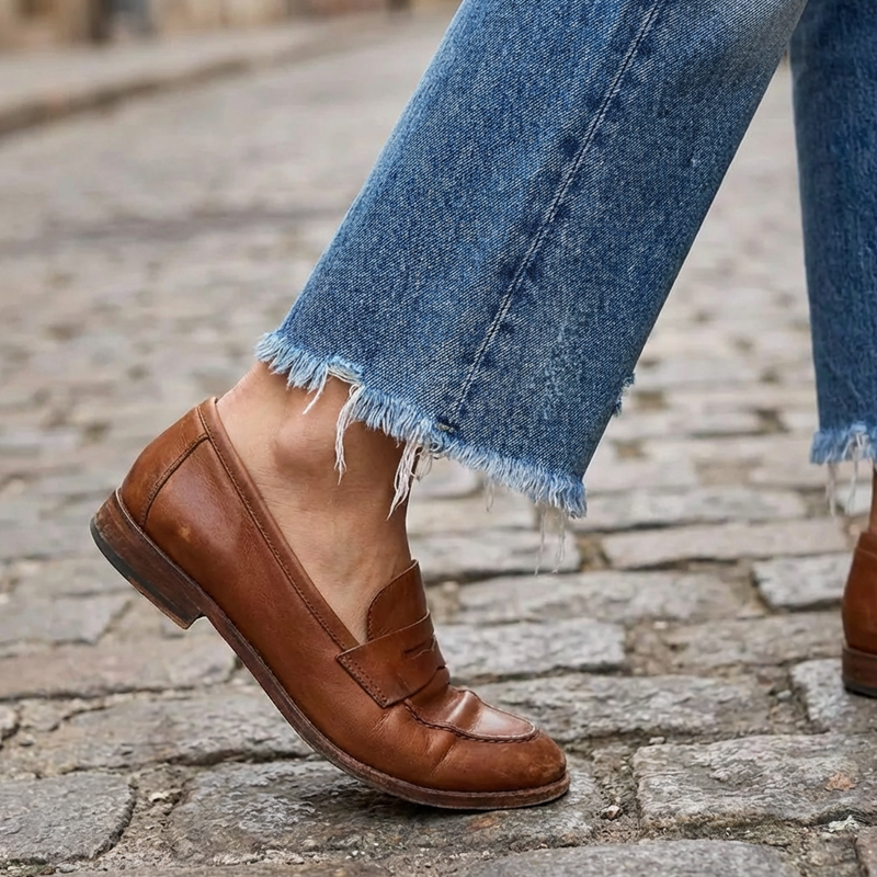 Vaqueros retro cropped de pernera recta para mujer