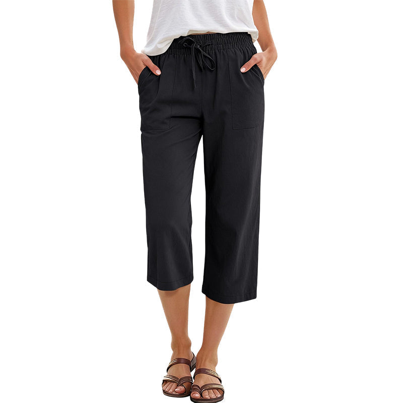 Pantalón 7/8 de algodón y lino para mujer – ligero y versátil👖☀️