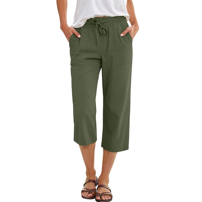 Pantalón 7/8 de algodón y lino para mujer – ligero y versátil👖☀️
