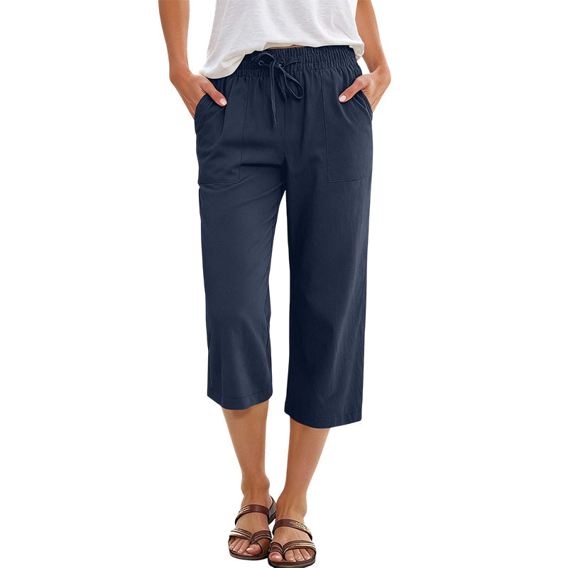Pantalón 7/8 de algodón y lino para mujer – ligero y versátil👖☀️